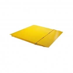 Gul conteinerrampe med 165 x 60 mm CC 775 mm gaffellommer.