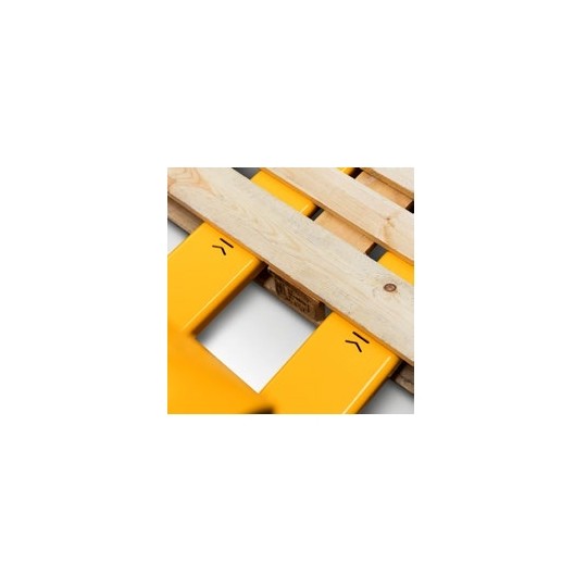 Merking for opptak av paller på langsiden, som reduserer skader på pallene.