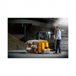 Gul Jungheinrich ledetruck med stor kapasitet opp til 1600 kg.