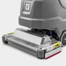 Gulvvaskemaskin med nærbilde av vaskefunksjon